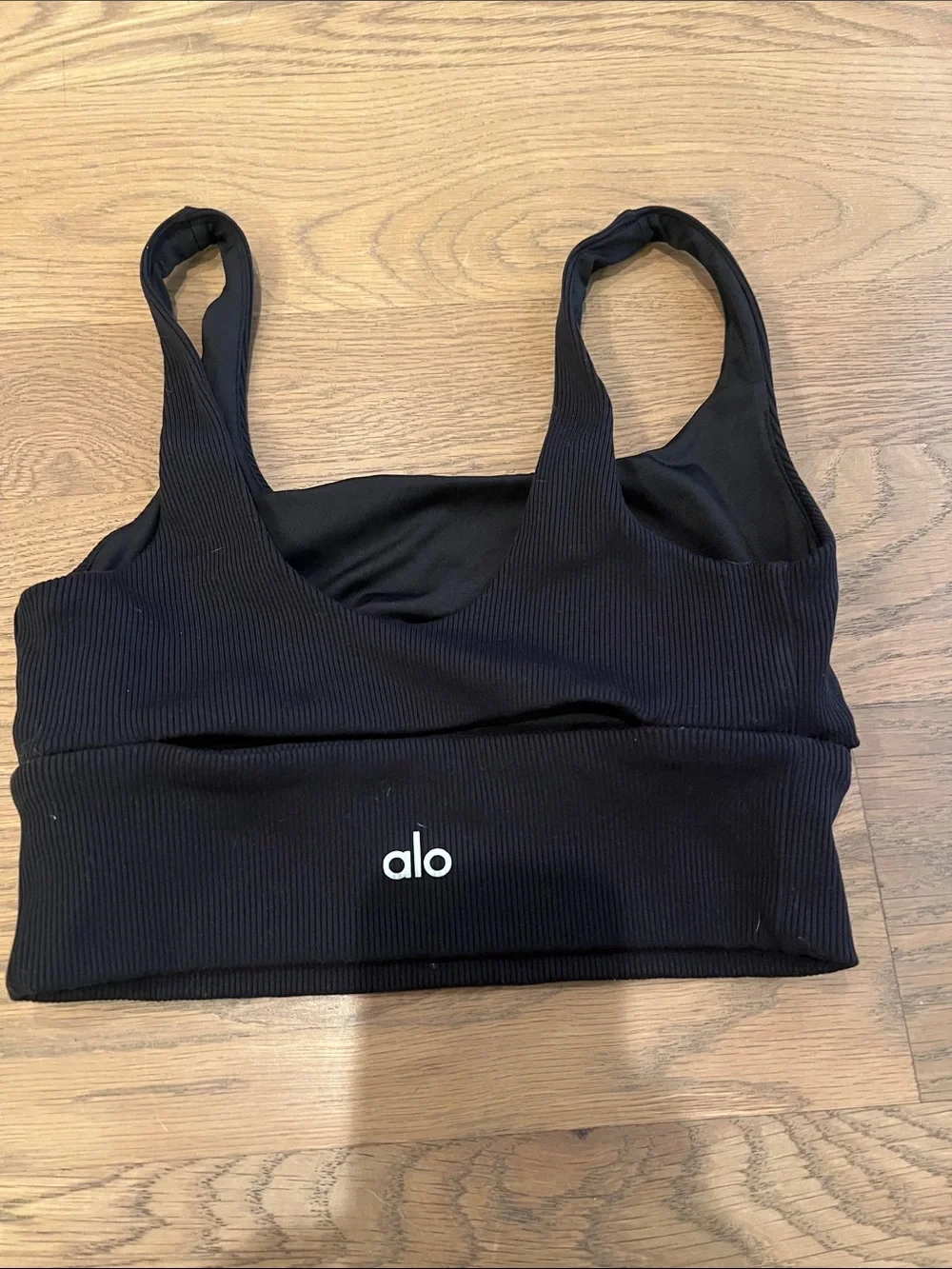 ALO Yoga Black Ribbed Sports Bralette